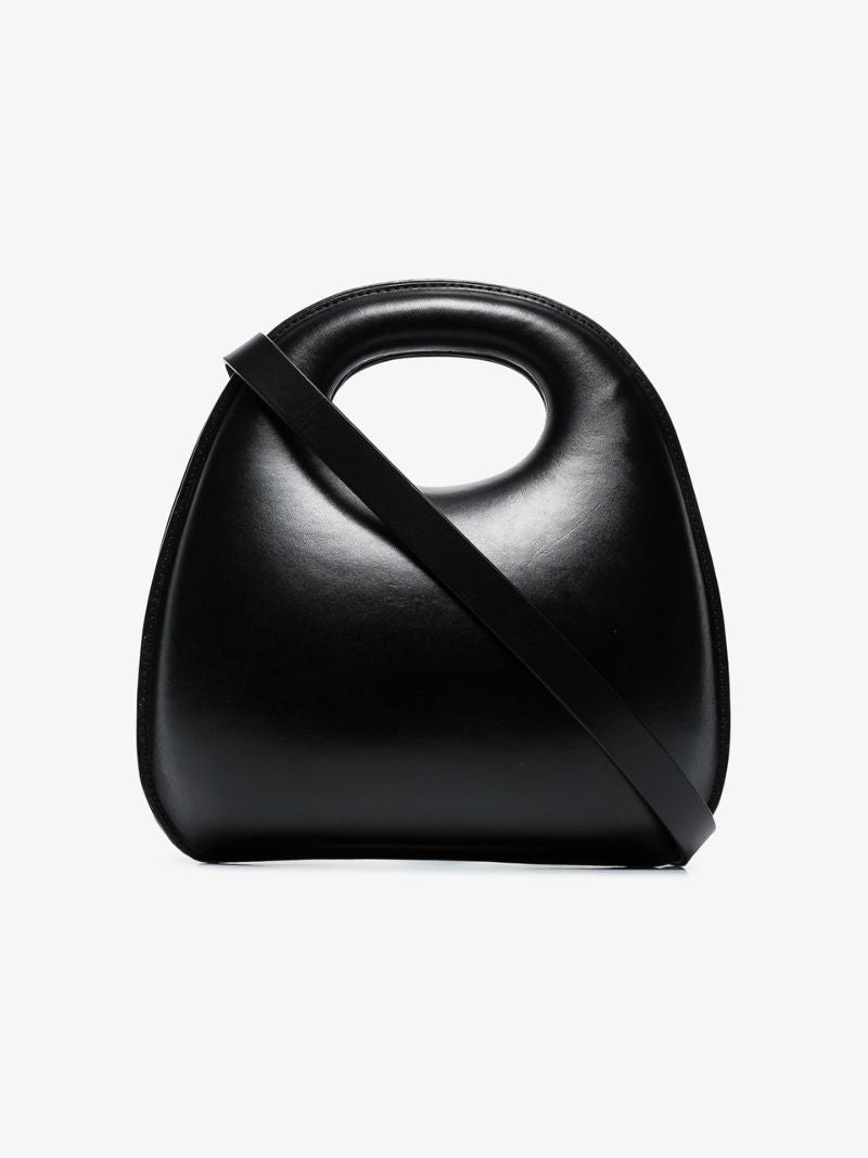 Black Egg Hard Leather Tote Bag