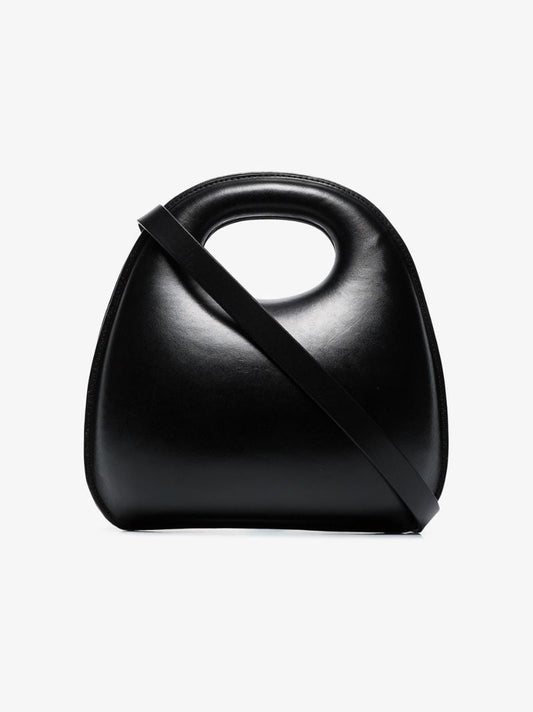 Black Egg Hard Leather Tote Bag