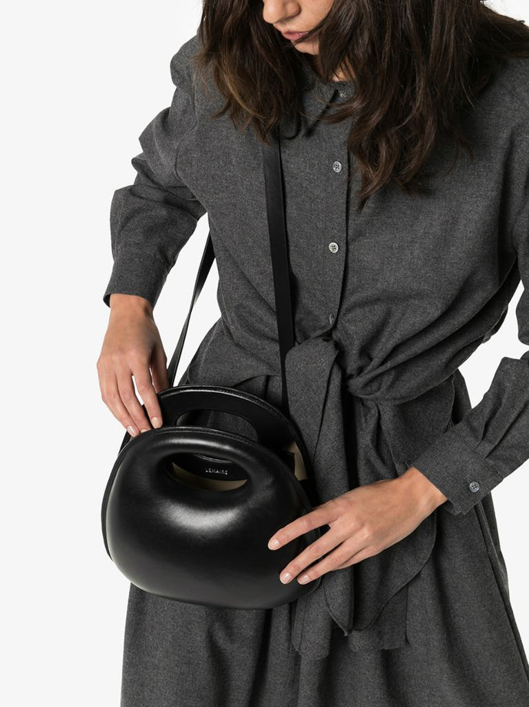 Black Egg Hard Leather Tote Bag