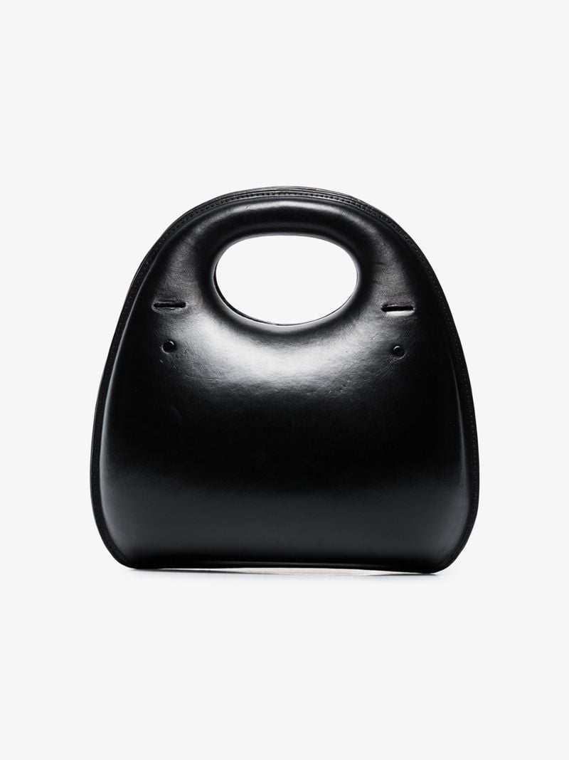 Black Egg Hard Leather Tote Bag