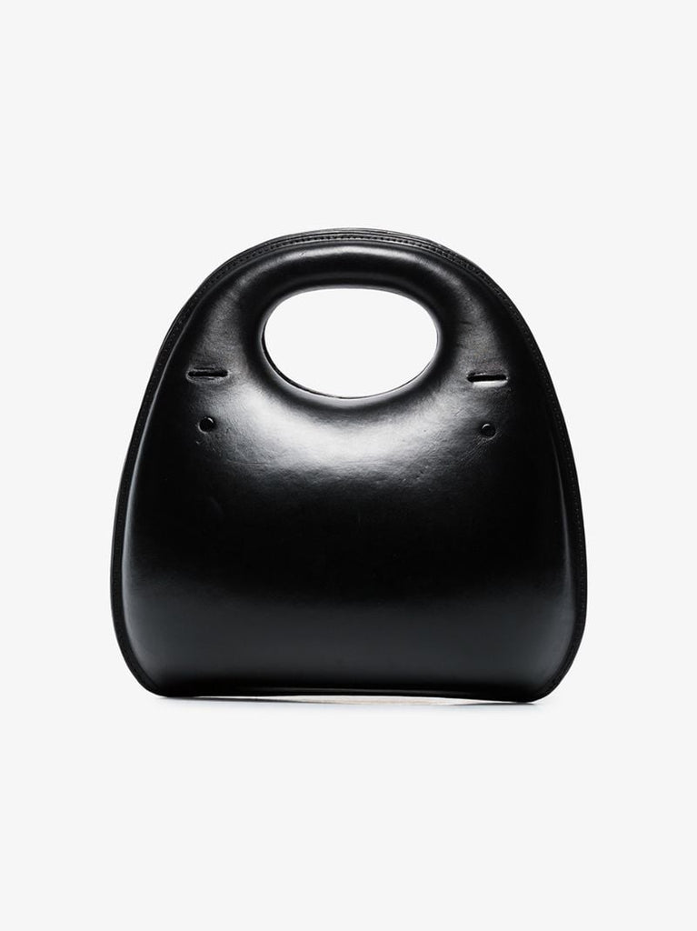 Black Egg Hard Leather Tote Bag