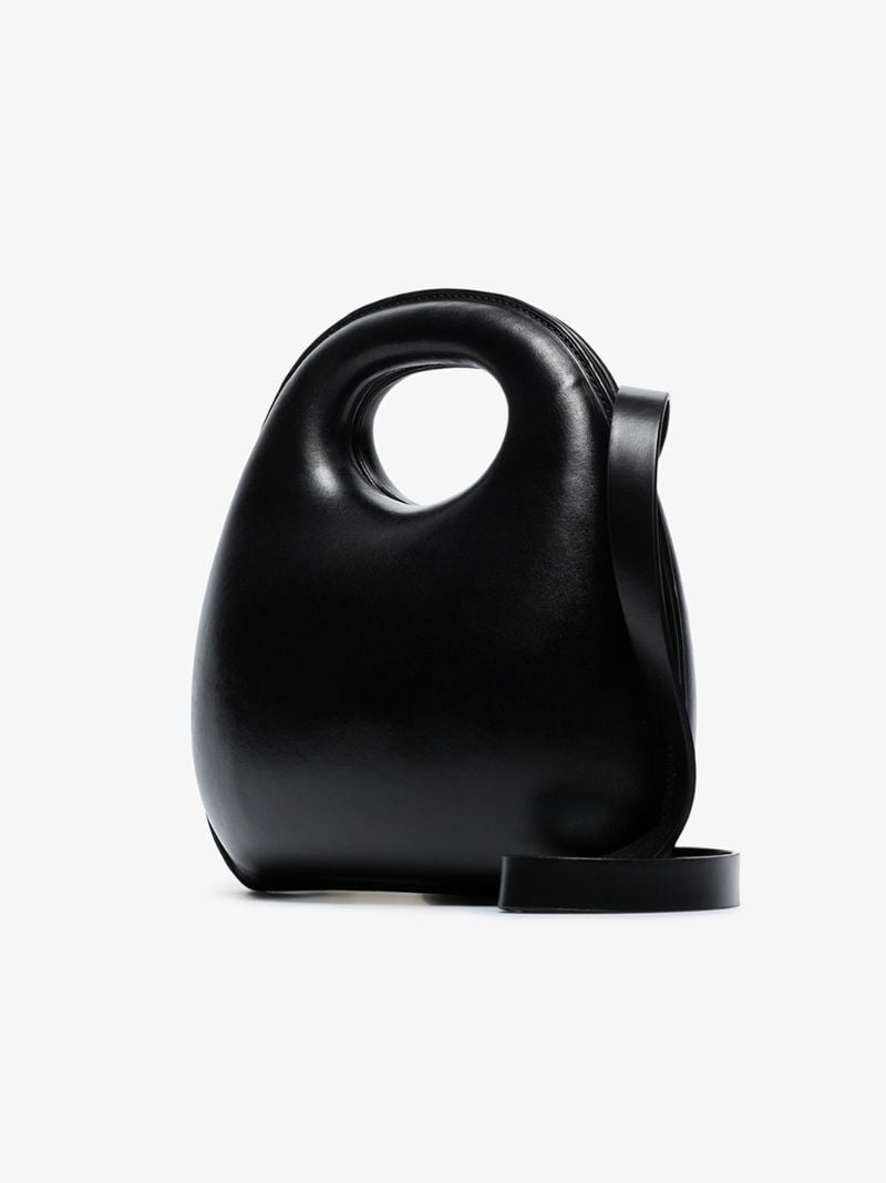 Black Egg Hard Leather Tote Bag