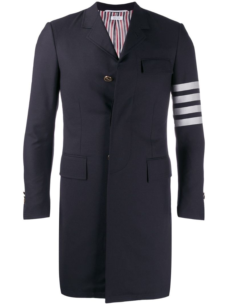 Blue 4-bar Stripe Wool Coat