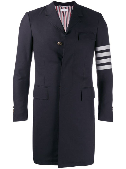 Blue 4-bar Stripe Wool Coat
