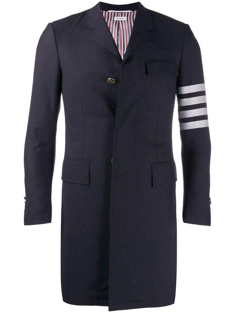 Blue 4-bar Stripe Wool Coat