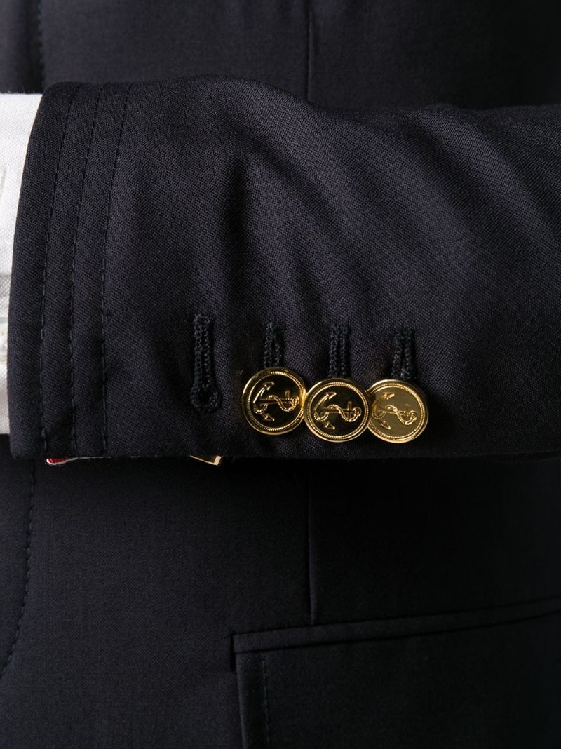 Blue 4-bar Stripe Wool Coat