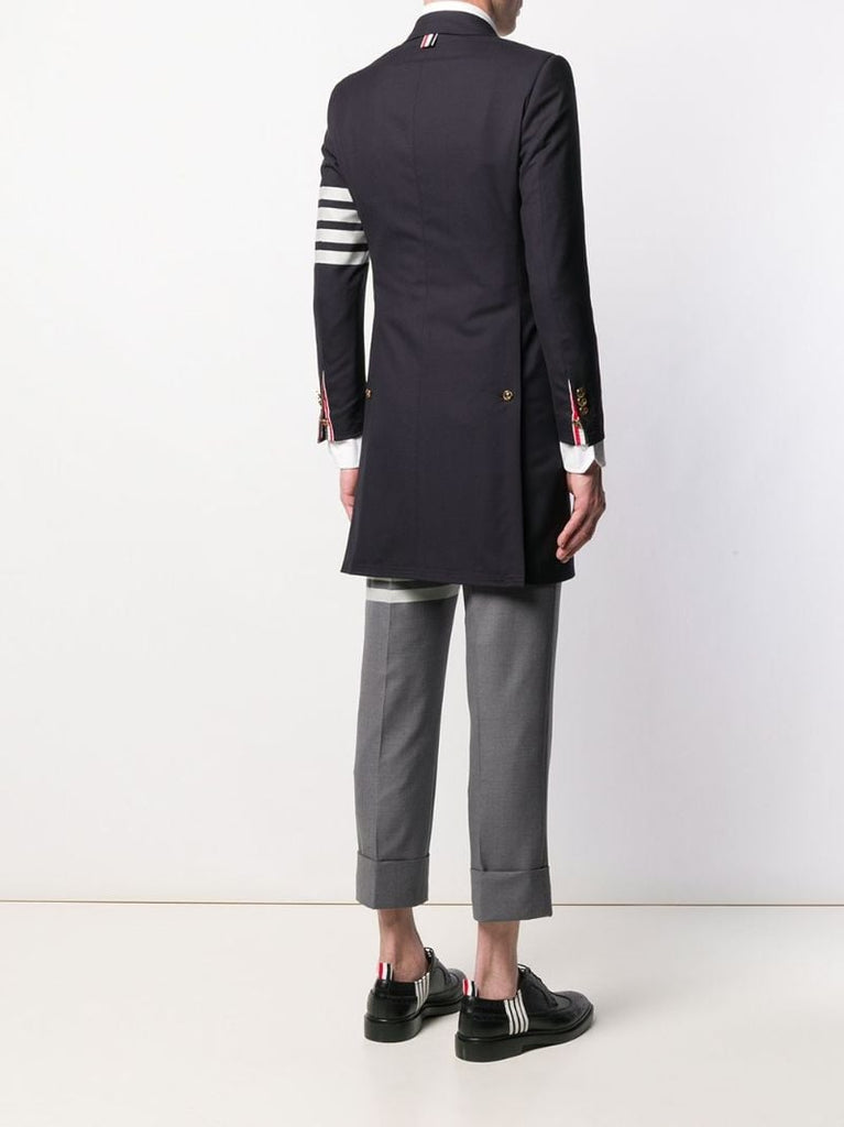 Blue 4-bar Stripe Wool Coat