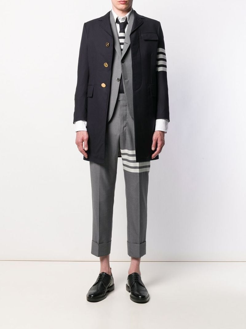 Blue 4-bar Stripe Wool Coat
