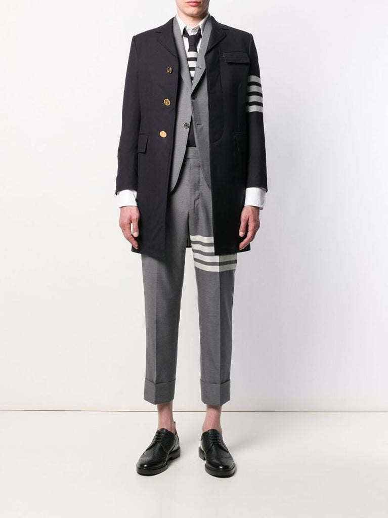 Blue 4-bar Stripe Wool Coat