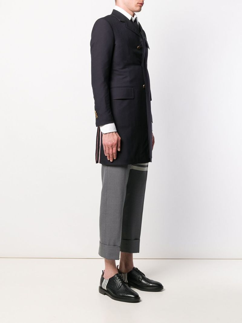 Blue 4-bar Stripe Wool Coat