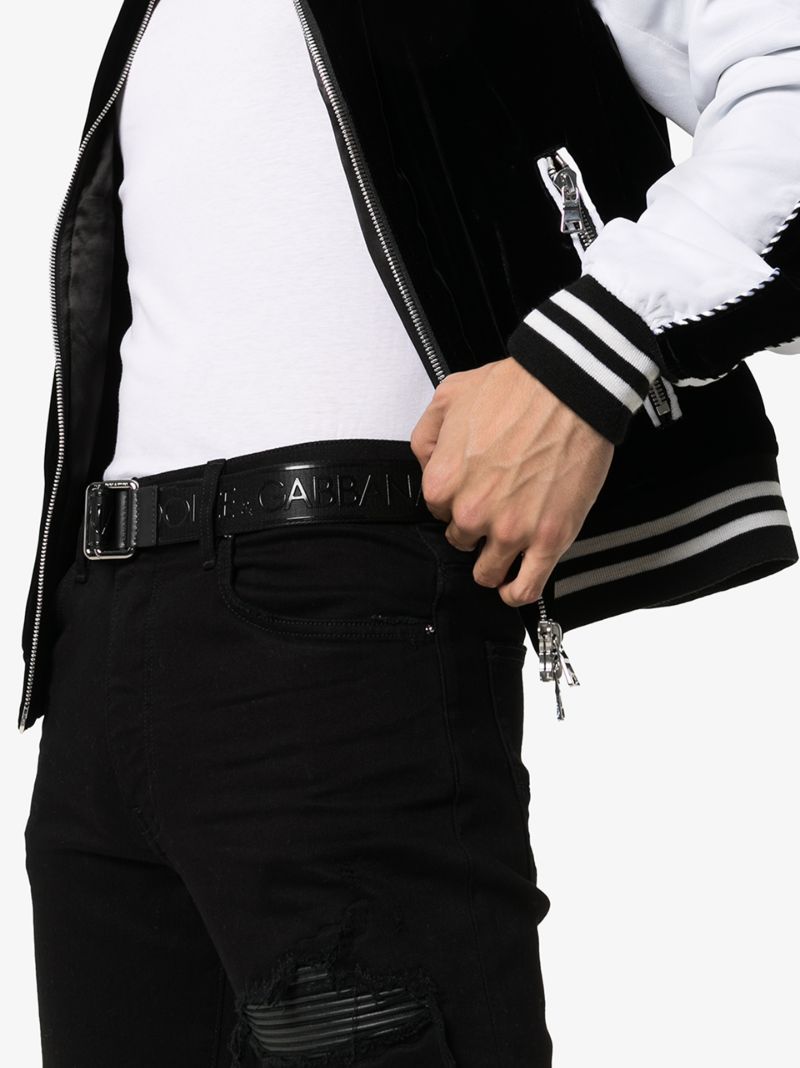 Black Logo Leather Buckle Belt
