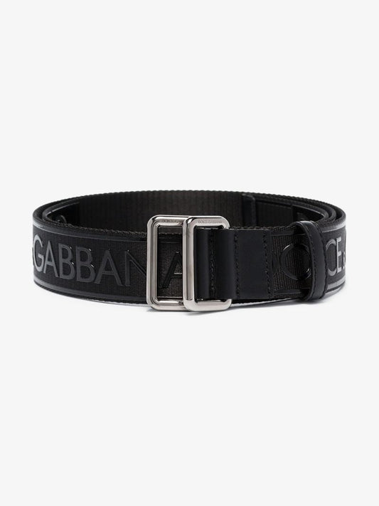 Black Logo Leather Buckle Belt