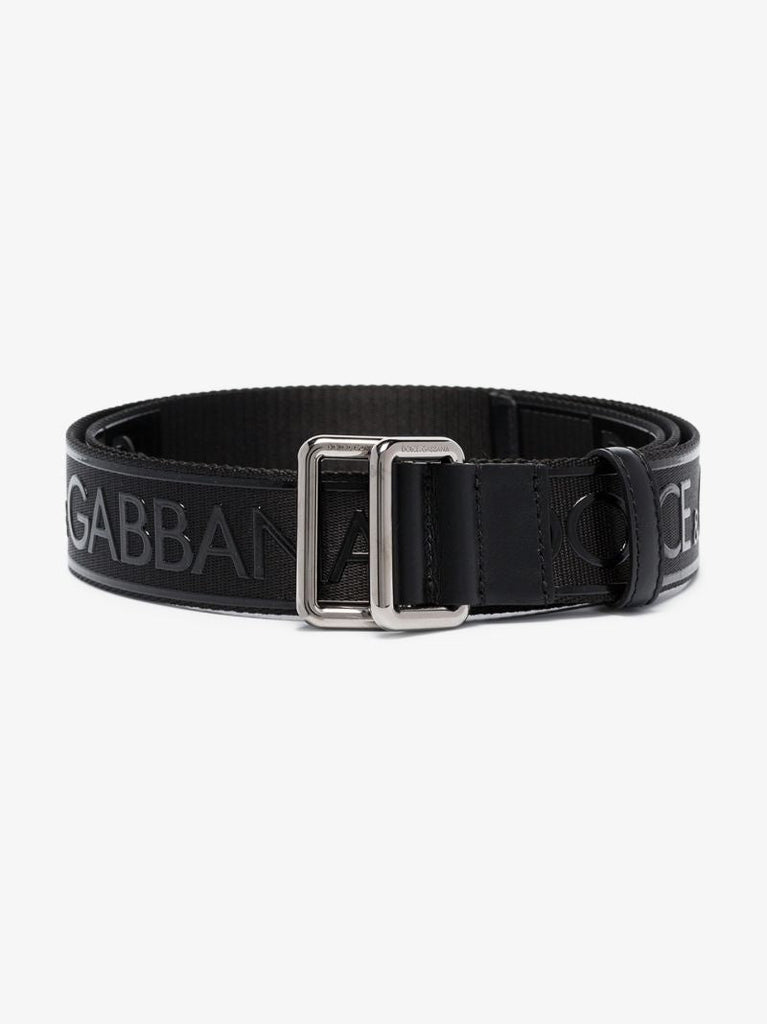 Black Logo Leather Buckle Belt