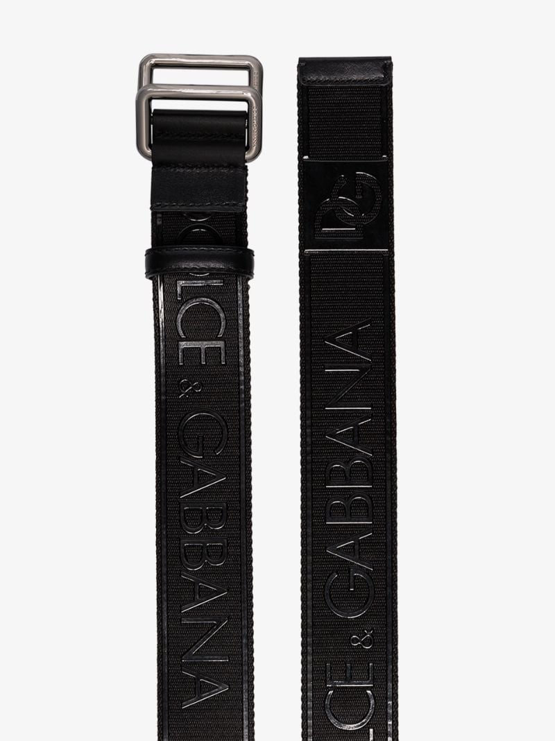 Black Logo Leather Buckle Belt