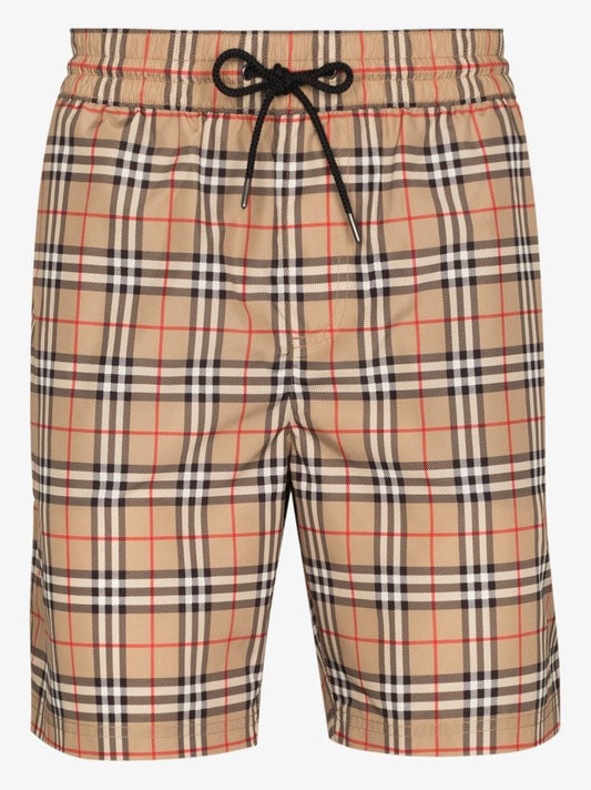 Neutral Vintage Check Drawcord Swim Shorts