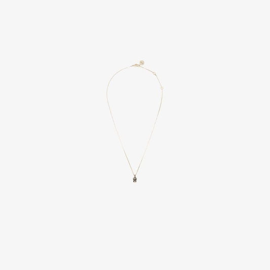 Gold Tone Embellished Skull Necklace