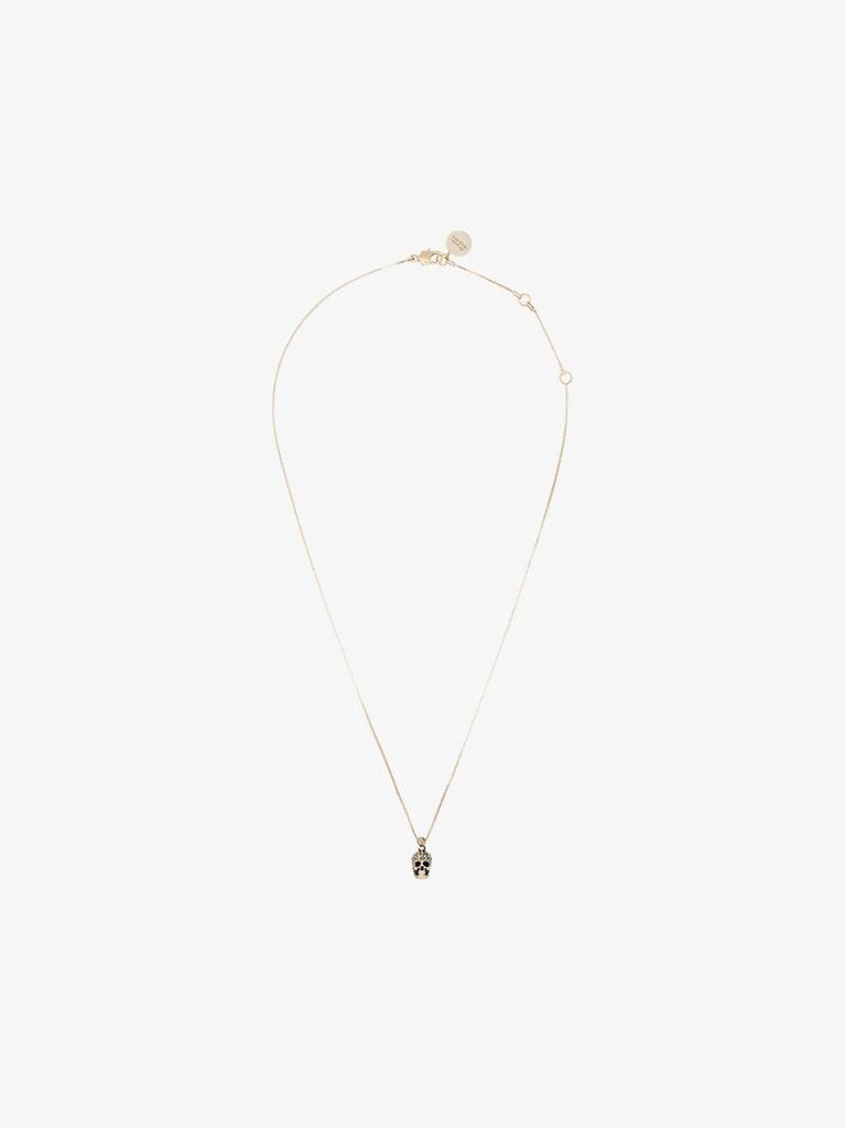 Gold Tone Embellished Skull Necklace