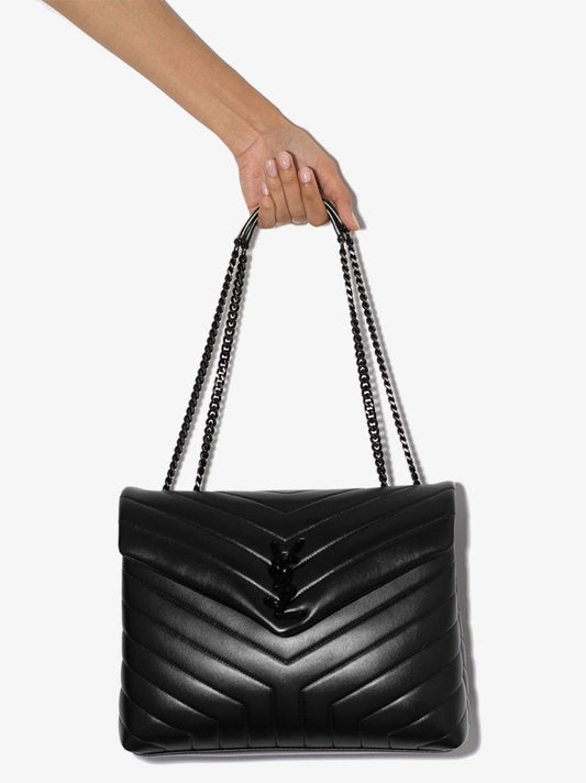 Black Loulou Medium Leather Shoulder Bag