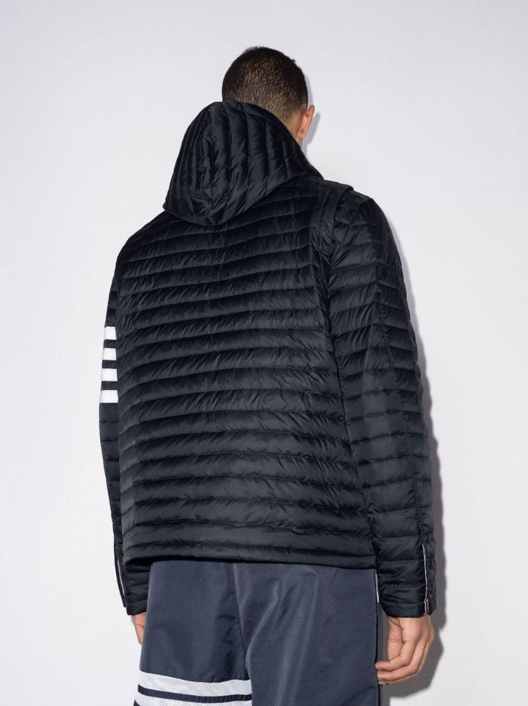Blue 4-bar Stripe Quilted Jacket