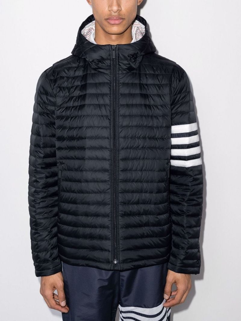 Blue 4-bar Stripe Quilted Jacket