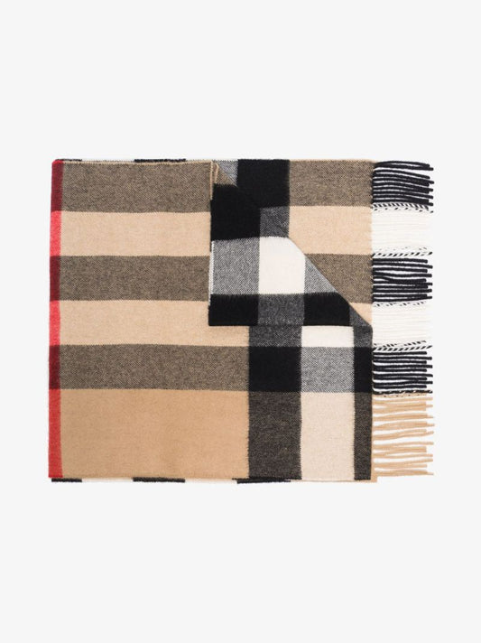 Neutral House Check Cashmere Scarf