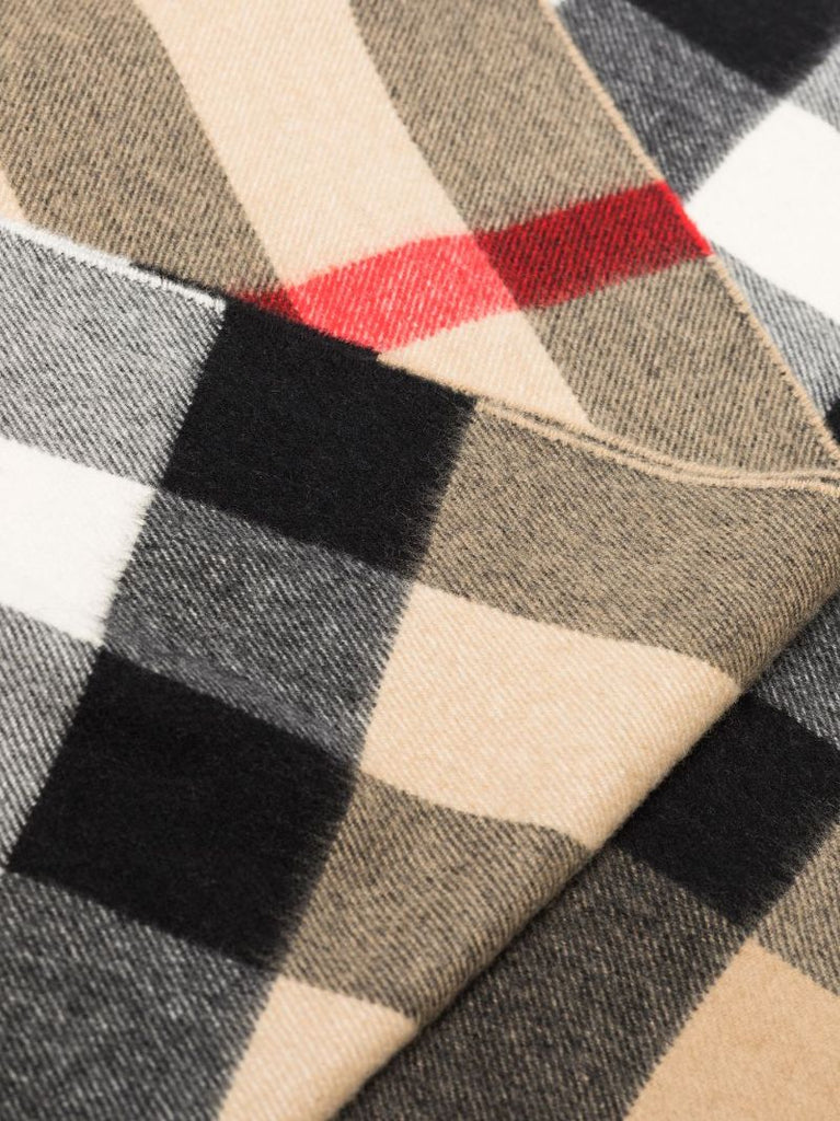 Neutral House Check Cashmere Scarf