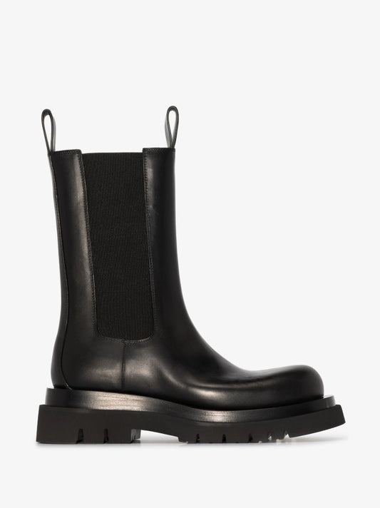 Black Lug Leather Chelsea Boots