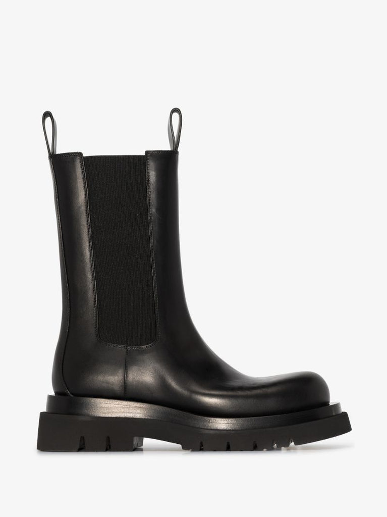 Black Lug Leather Chelsea Boots