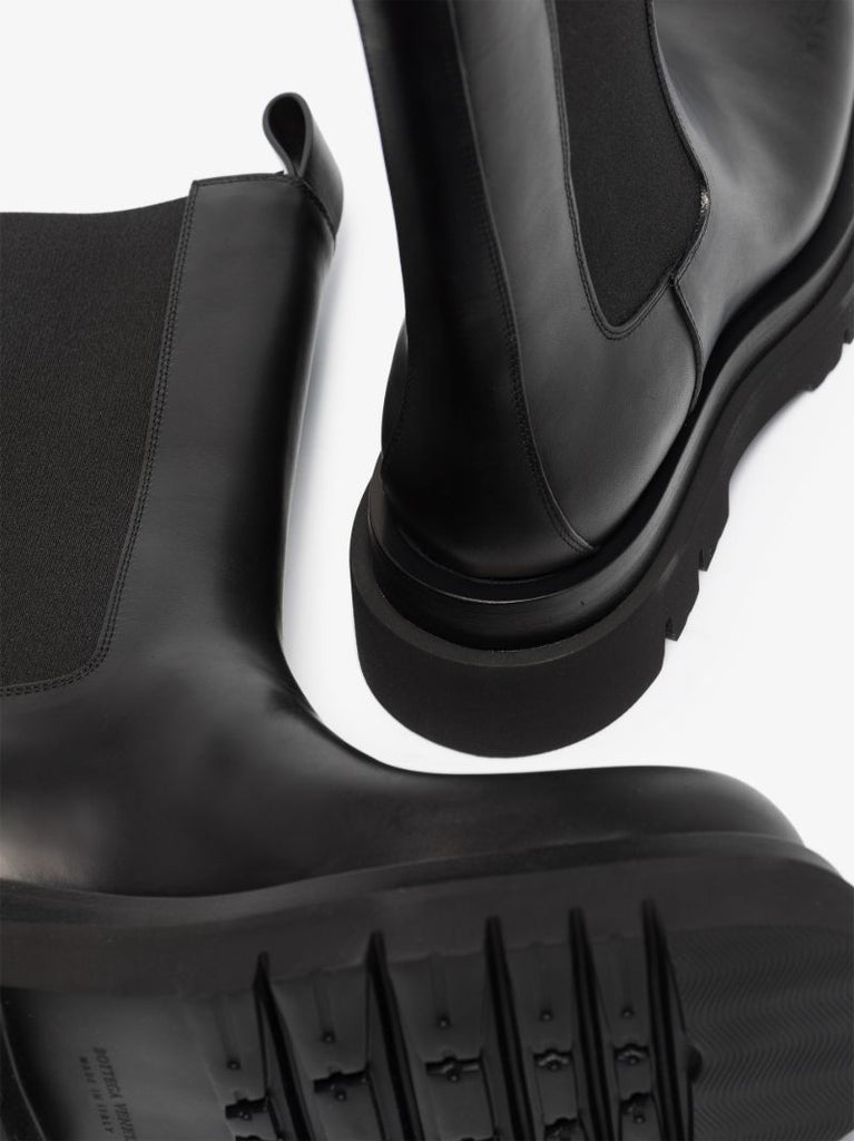 Black Lug Leather Chelsea Boots