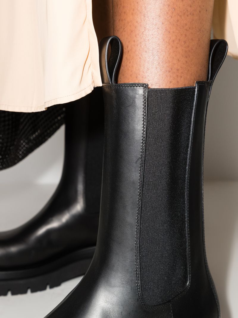 Black Lug Leather Chelsea Boots