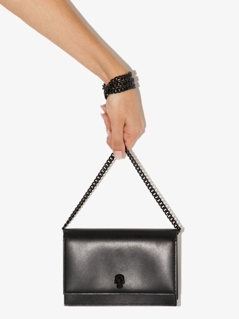 Black Mini Skull Leather Cross Body Bag