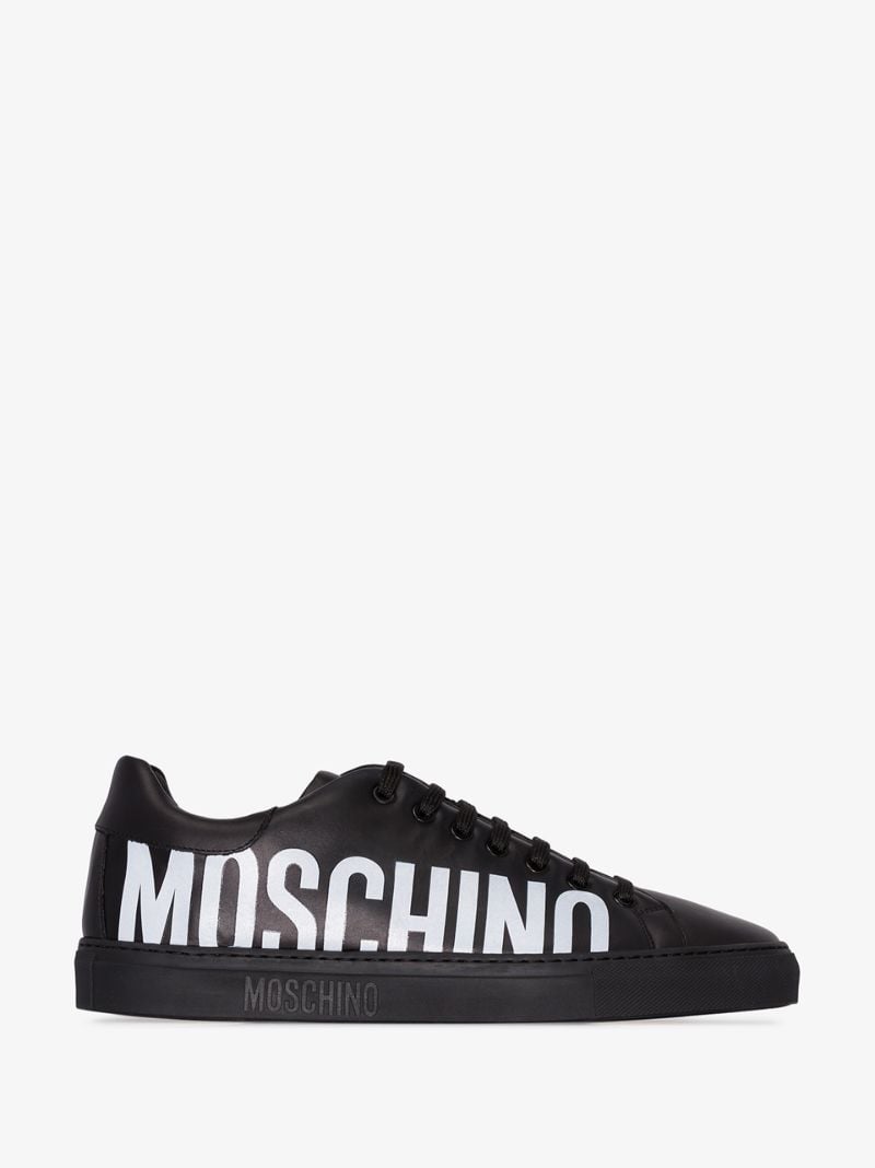 Black Logo Leather Sneakers