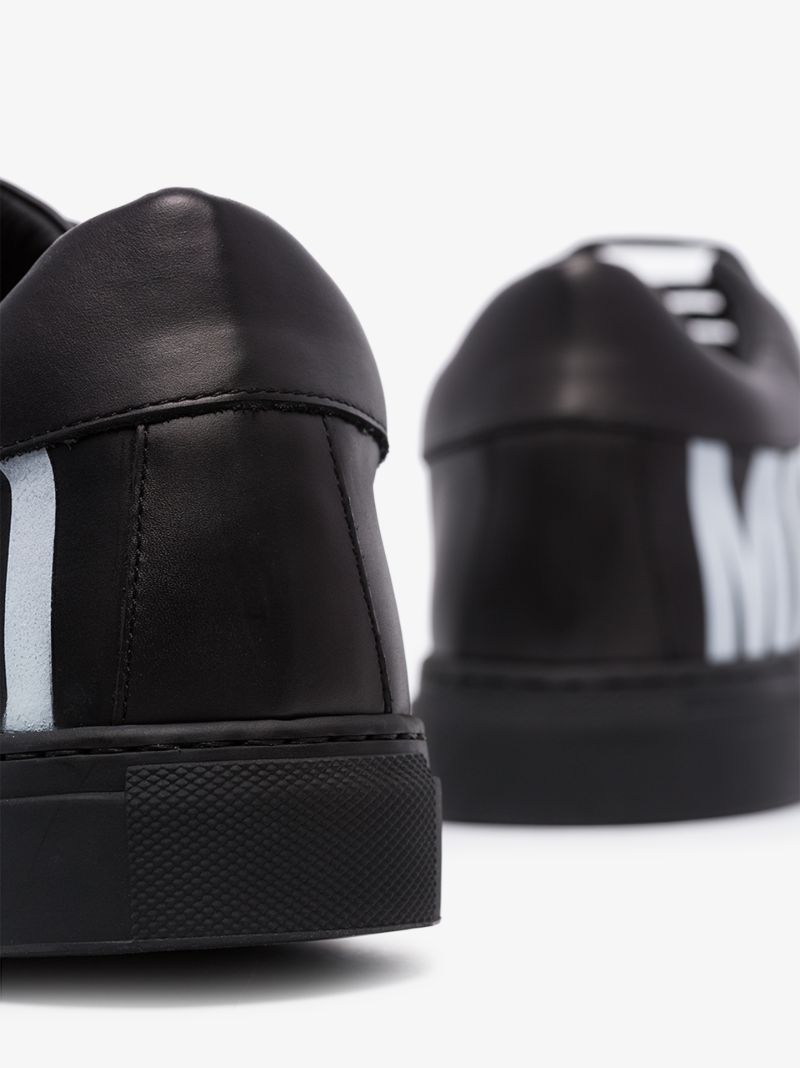 Black Logo Leather Sneakers