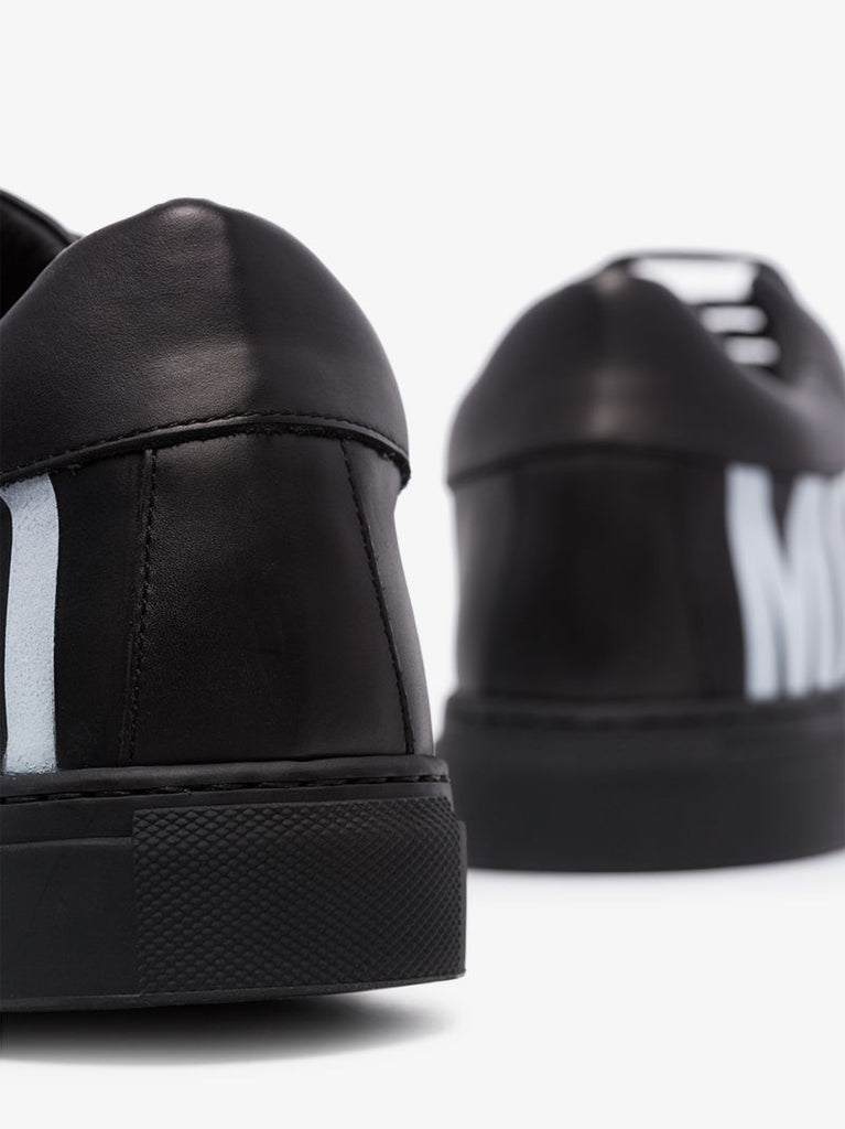 Black Logo Leather Sneakers