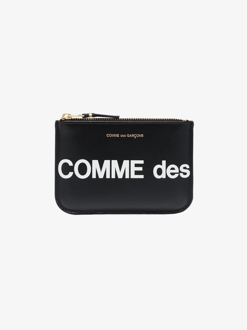Black Logo Print Zipped Pouch Bag
