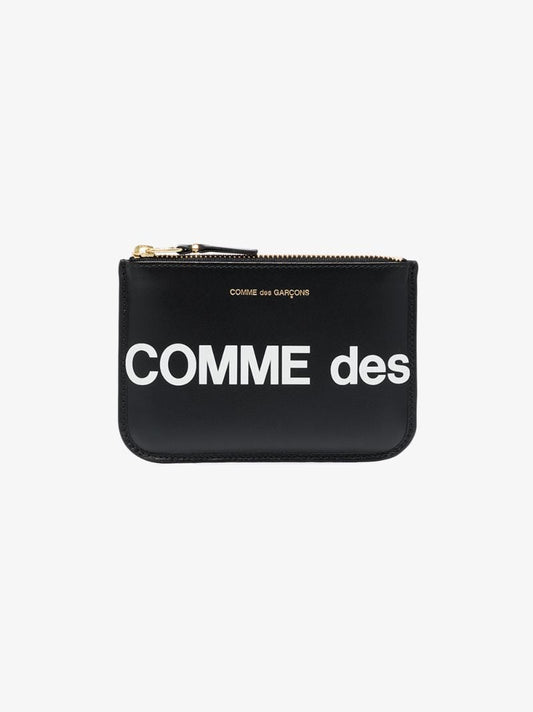 Black Logo Print Zipped Pouch Bag