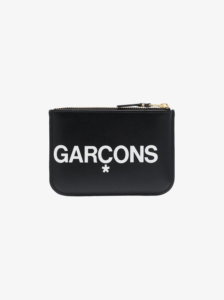 Black Logo Print Zipped Pouch Bag