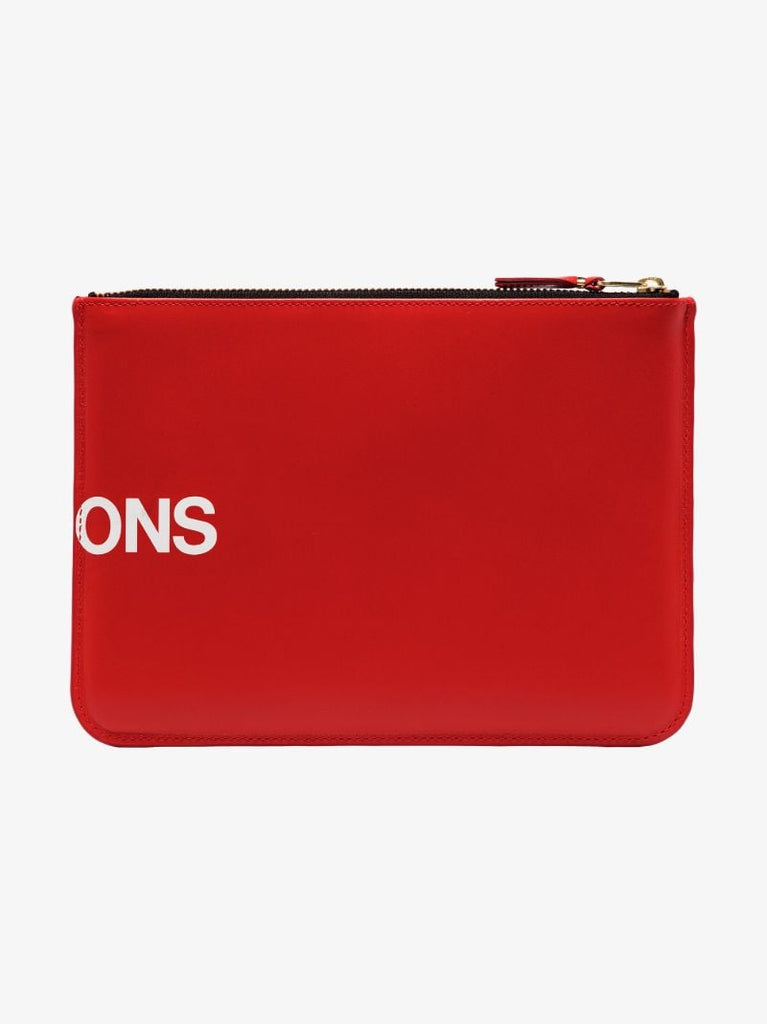 Red Logo Leather Pouch Bag