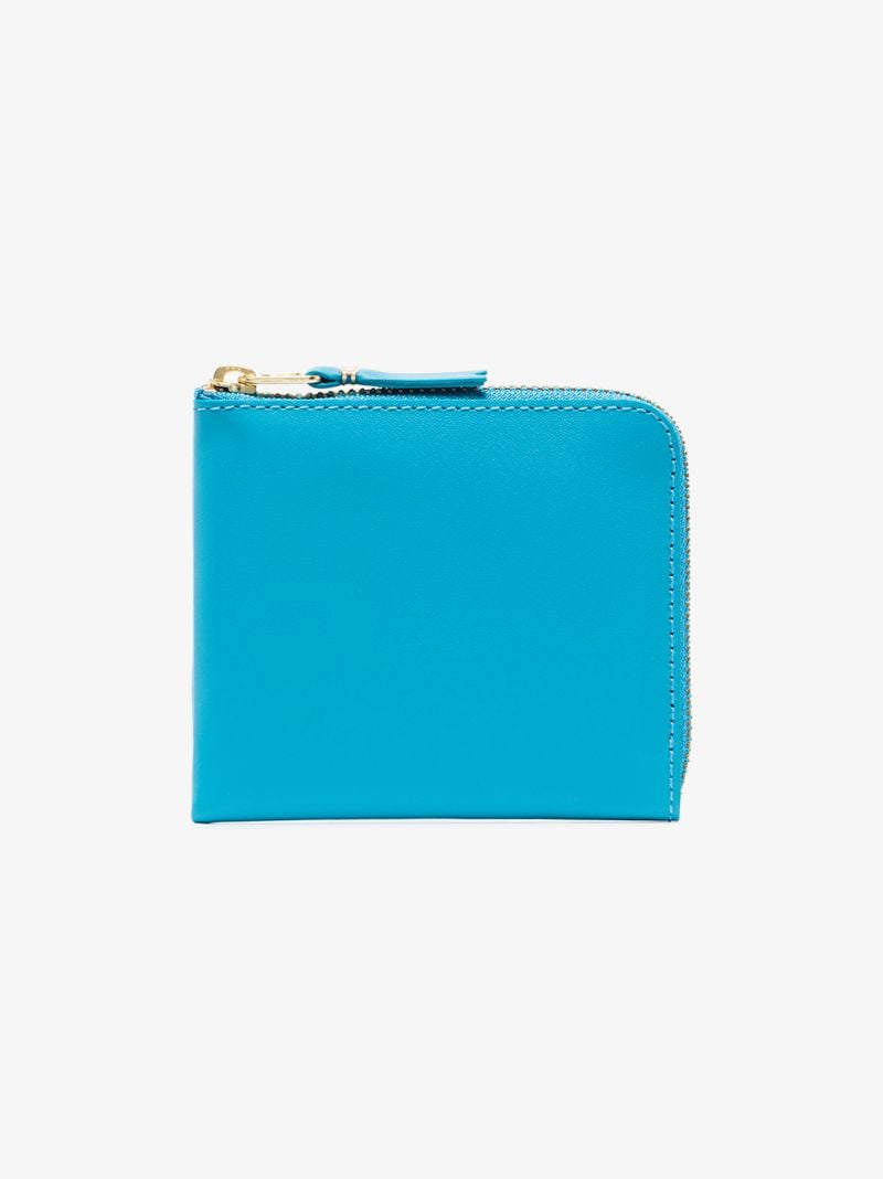 Blue Small Zip Leather Wallet