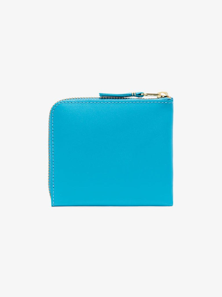 Blue Small Zip Leather Wallet