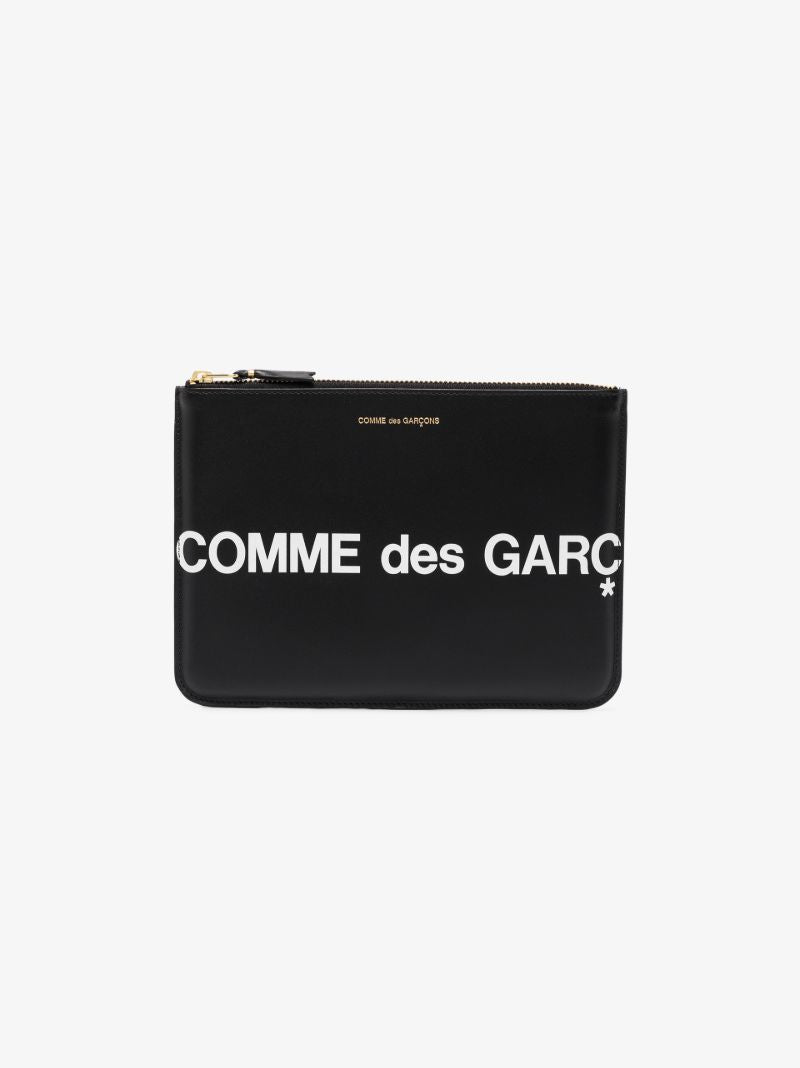 Black Logo Leather Pouch Bag