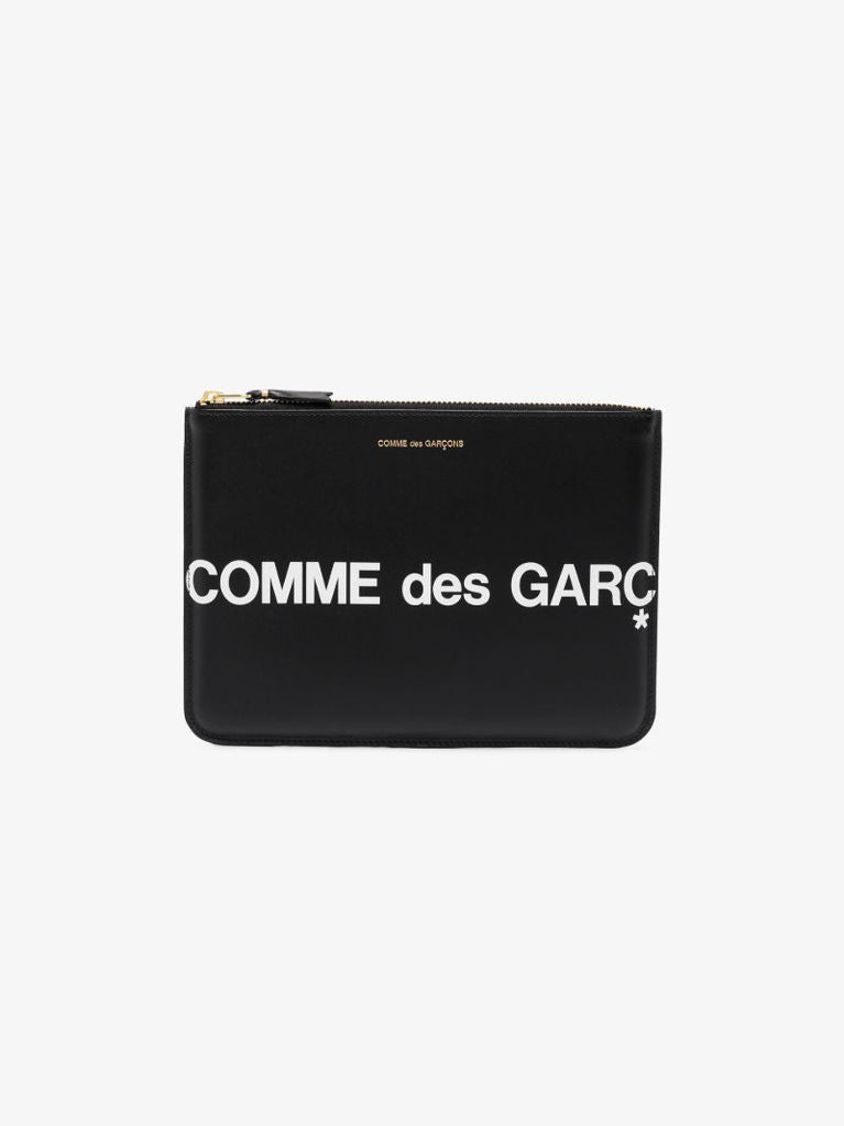 Black Logo Leather Pouch Bag