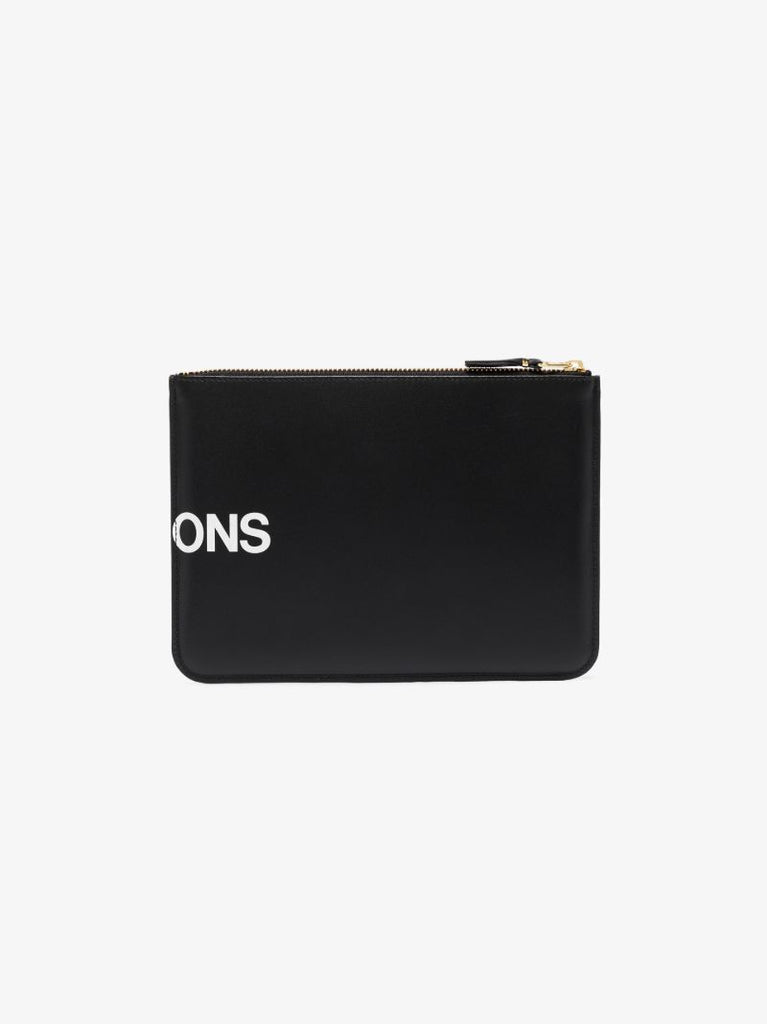 Black Logo Leather Pouch Bag