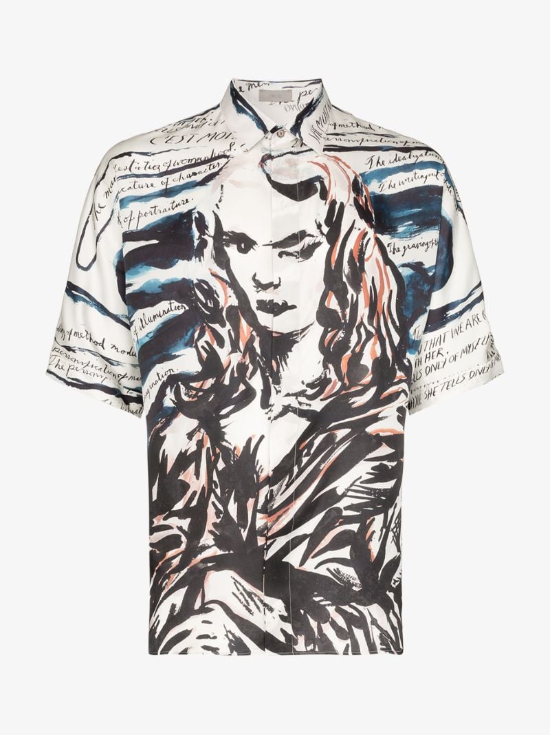 X Raymond Pettibon Mona Lisa Print Silk Shirt