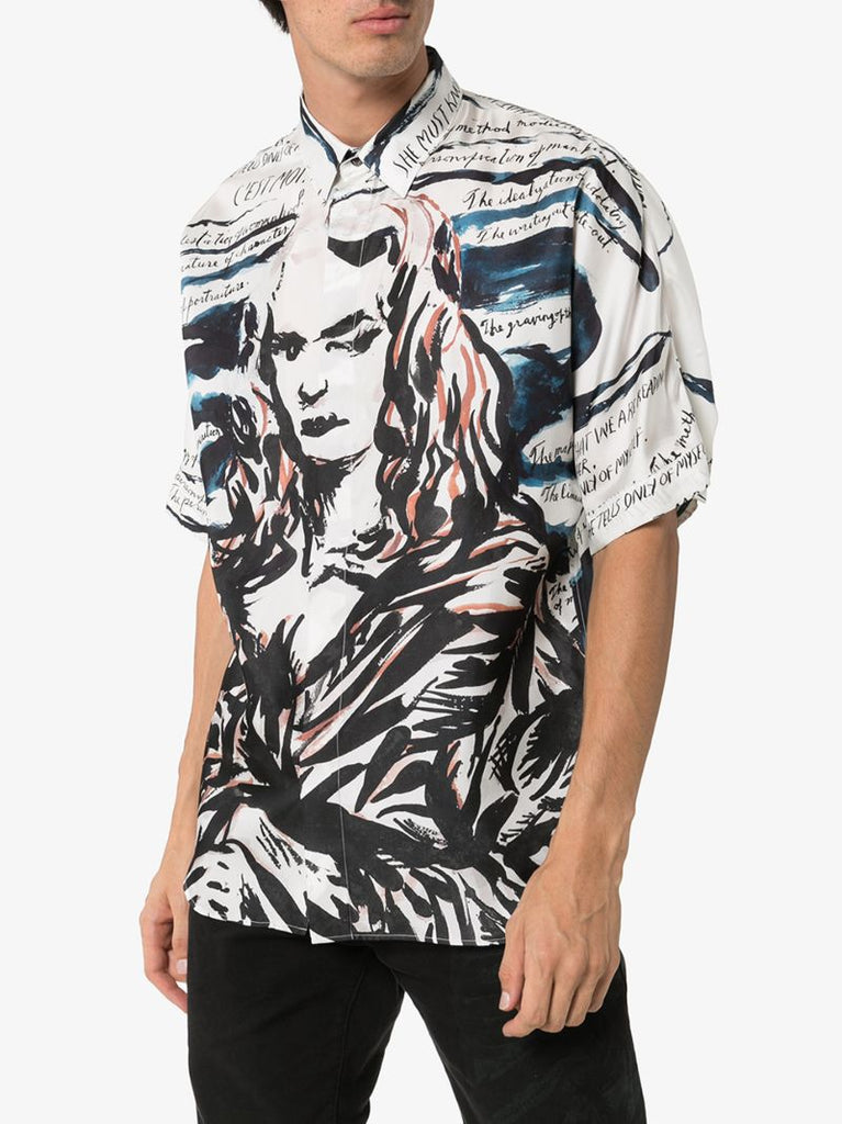 X Raymond Pettibon Mona Lisa Print Silk Shirt
