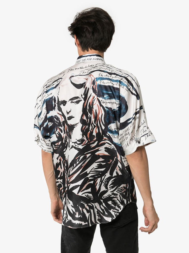 X Raymond Pettibon Mona Lisa Print Silk Shirt