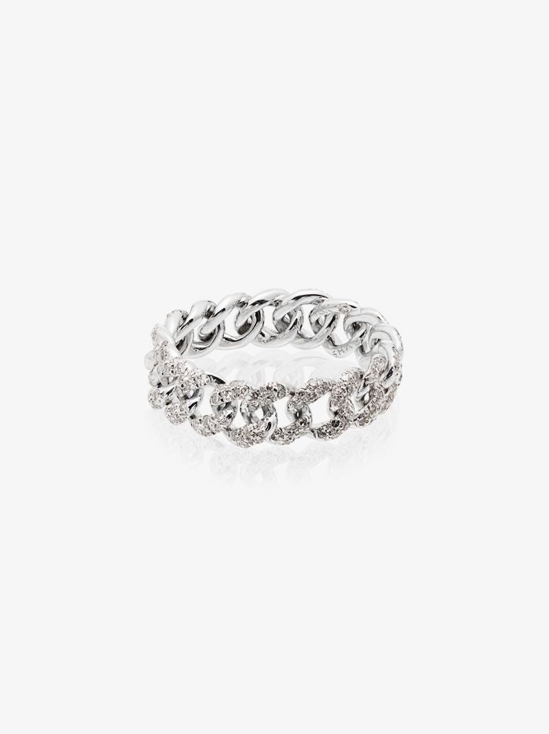18k White Gold Mini Diamond Link Ring