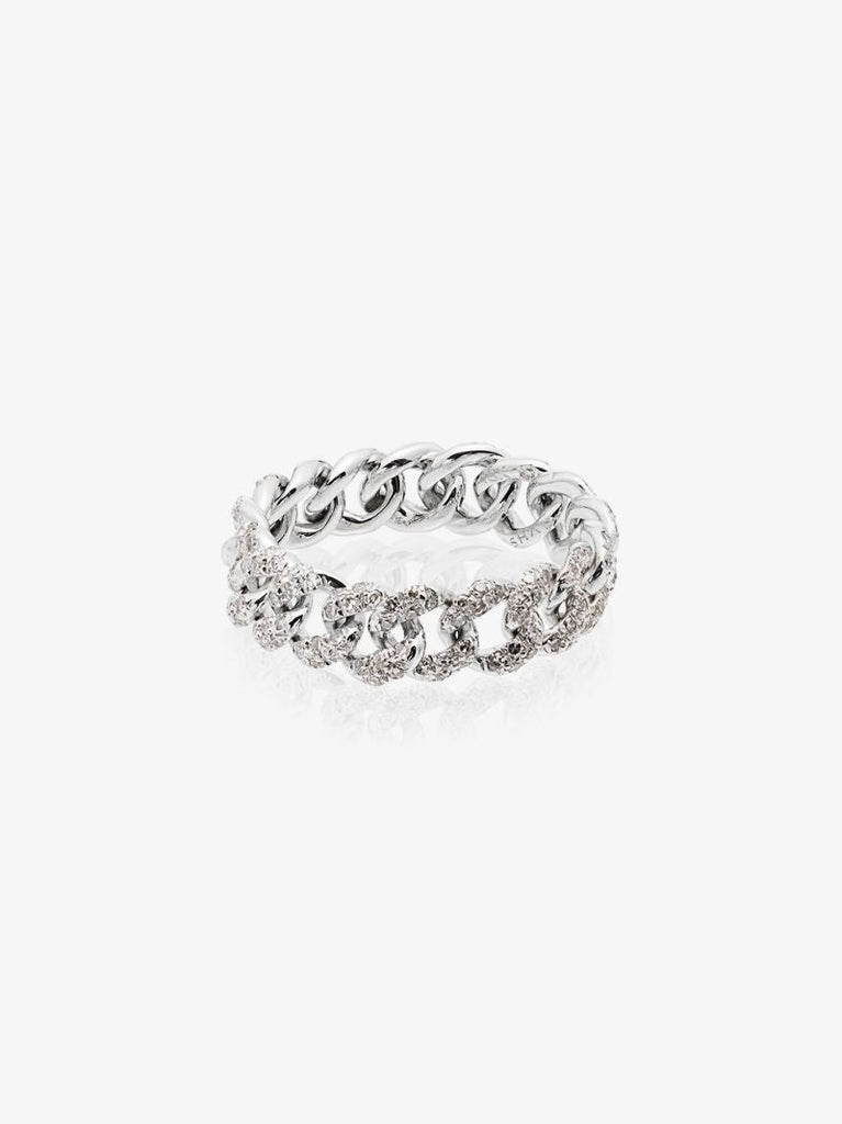 18k White Gold Mini Diamond Link Ring