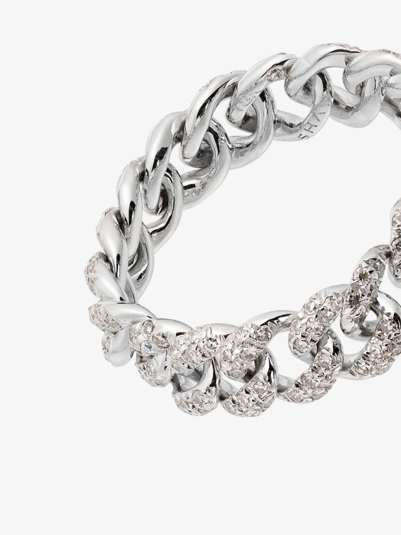 18k White Gold Mini Diamond Link Ring
