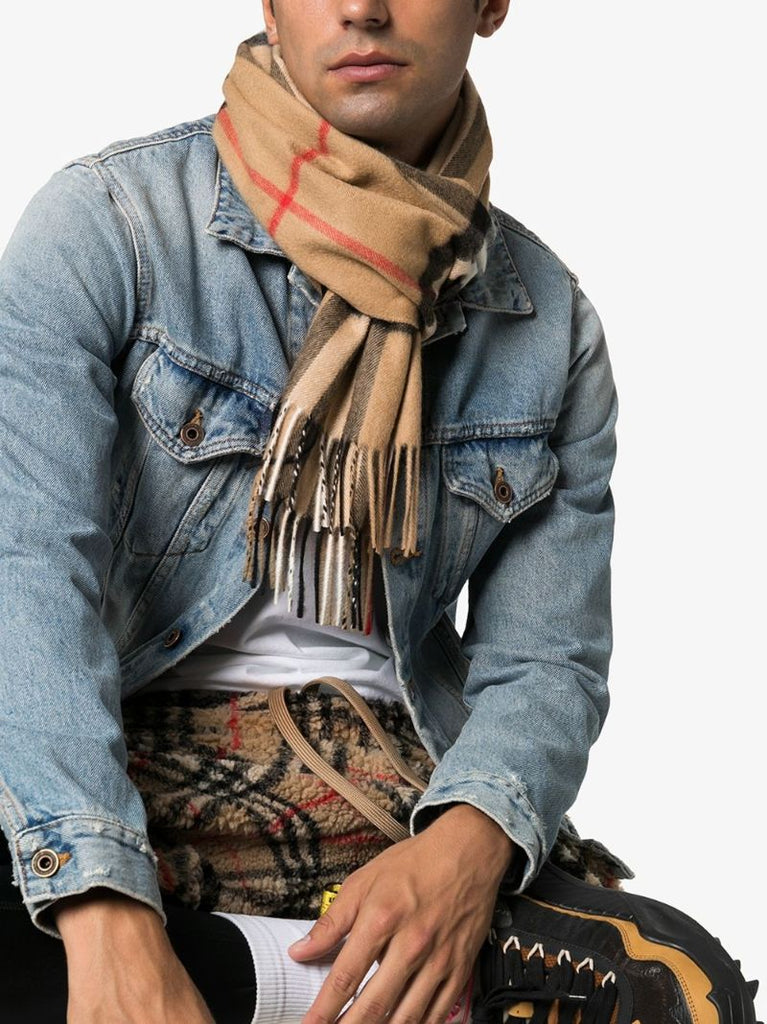 Neutral Vintage Check Cashmere Scarf